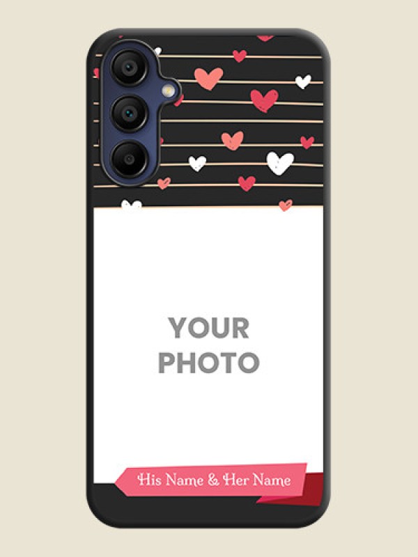 Custom Love Pattern with Name on Pink Ribbon - Photo on Space Black Soft Matte Back Cover - Galaxy F15 5G - alternate view