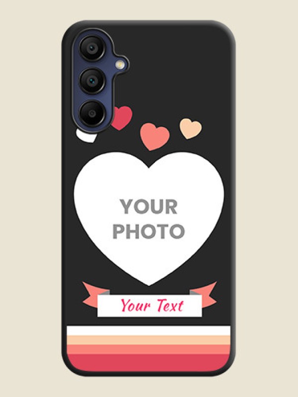Custom Love Shaped Photo with Colorful Stripes on Personalised Space Black Soft Matte Cases - Galaxy F15 5G - alternate view