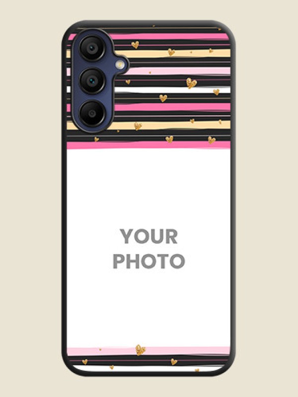 Custom Multicolor Lines and Golden Love Symbols Design - Photo on Space Black Soft Matte Mobile Cover - Galaxy F15 5G - alternate view