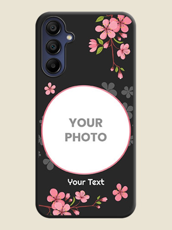 Custom Round Image with Pink Color Floral Design - Photo on Space Black Soft Matte Back Cover - Galaxy F15 5G - alternate view