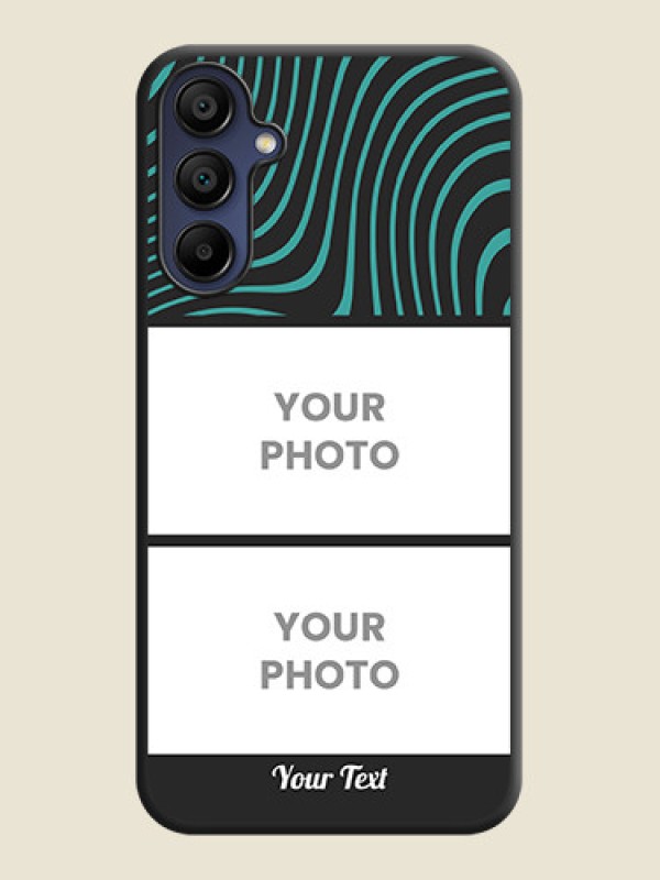 Custom Wave Pattern with 2 Image Holder on Space Black Personalized Soft Matte Phone Covers - Galaxy F15 5G - alternate view