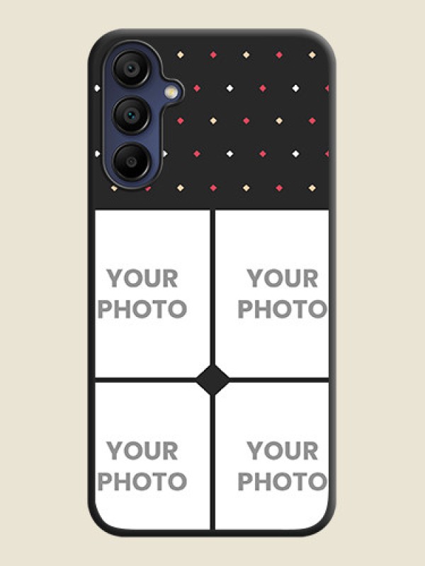 Custom Multicolor Dotted Pattern with 4 Image Holder on Space Black Custom Soft Matte Phone Cases - Galaxy F15 5G - alternate view
