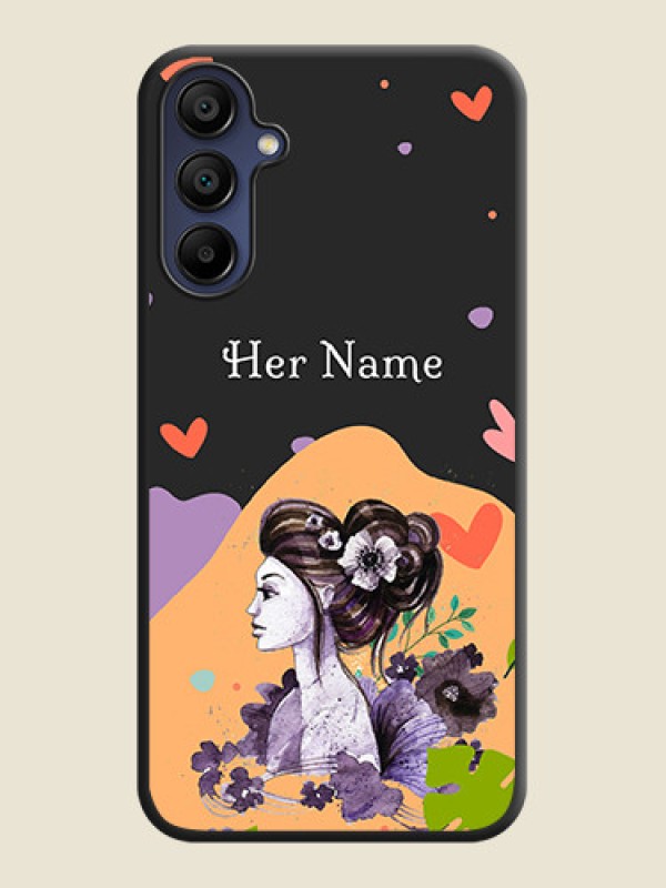 Custom Namecase For Her With Fancy Lady Image On Space Black Personalized Soft Matte Phone Covers - Galaxy F15 5G - alternate view