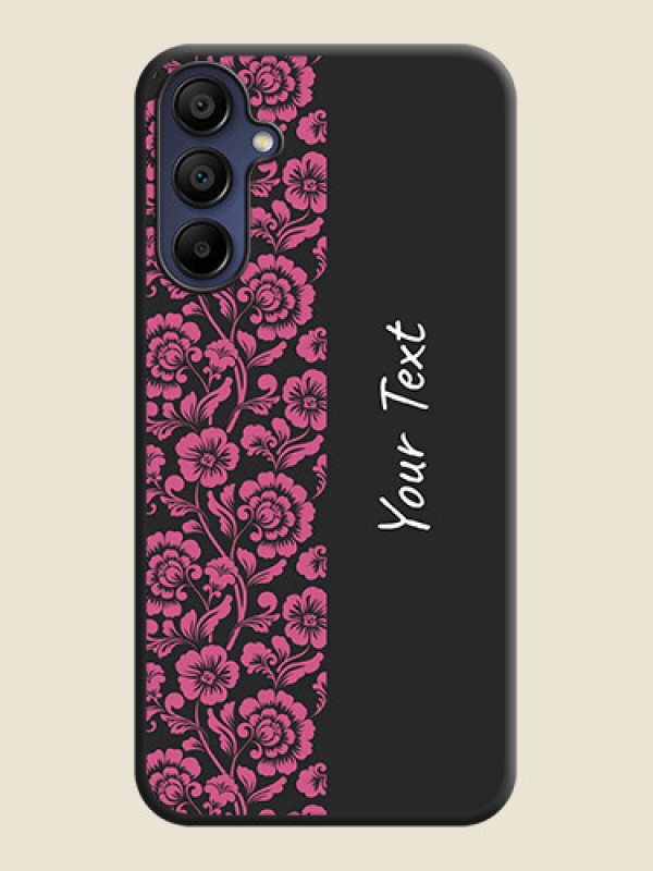 Custom Pink Floral Pattern Design With Custom Text On Space Black Personalized Soft Matte Phone Covers - Galaxy F15 5G - alternate view