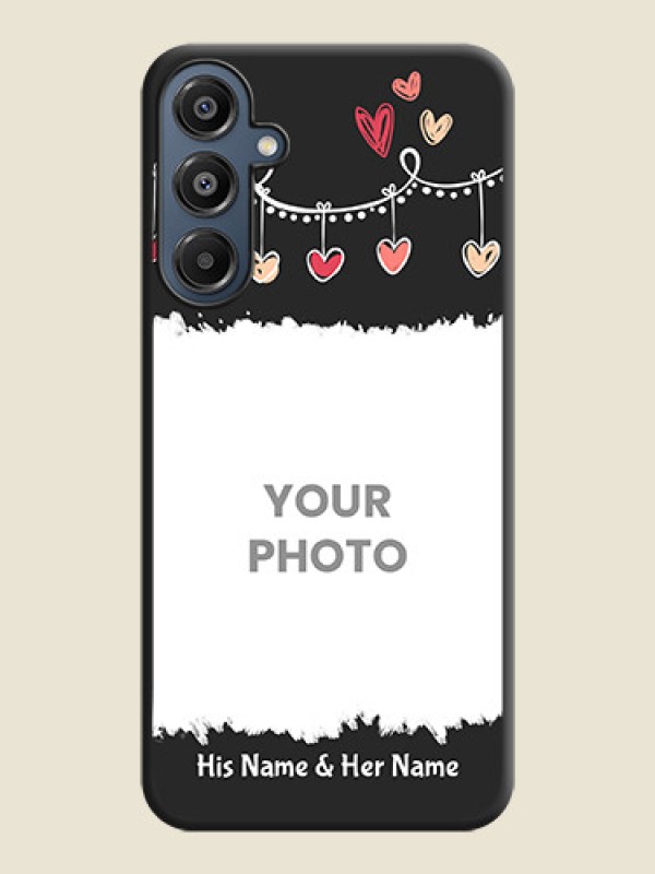 Custom Pink Love Hangings with Name On Space Black Custom Soft Matte Mobile Back Cover - Galaxy F16 5G - alternate view