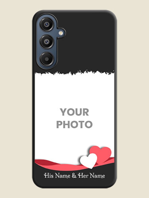Custom Pin Color Love Shaped Ribbon Design with Text On Space Black Custom Soft Matte Mobile Back Cover - Galaxy F16 5G - alternate view