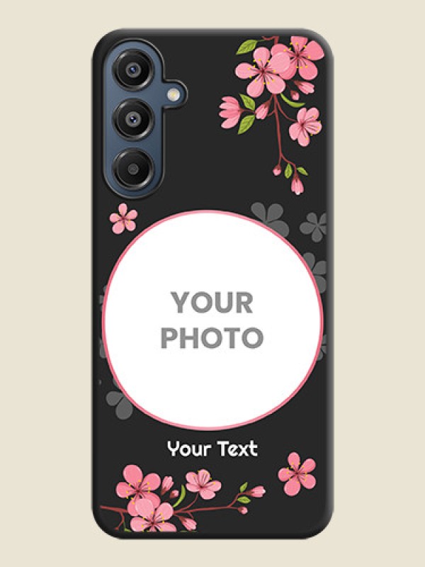Custom Round Image with Pink Color Floral Design on Photo On Space Black Custom Soft Matte Mobile Back Cover - Galaxy F16 5G - alternate view