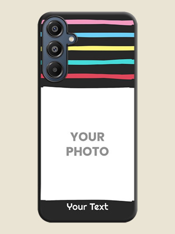 Custom Multicolor Lines with Image On Space Black Custom Soft Matte Mobile Back Cover - Galaxy F16 5G - alternate view