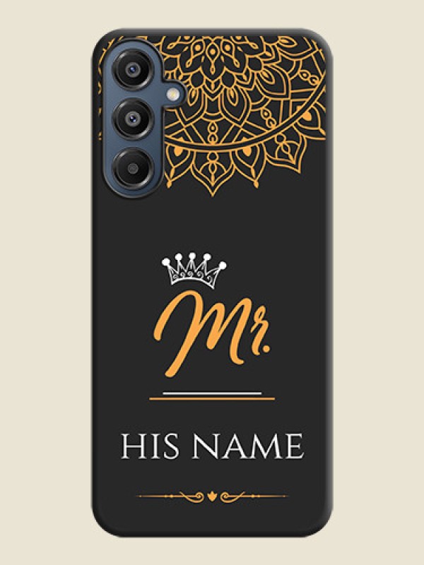Custom Mr Name with Floral Design On Space Black Custom Soft Matte Mobile Back Cover - Galaxy F16 5G - alternate view