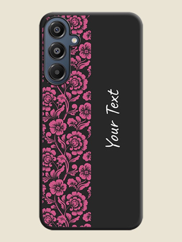 Custom Pink Floral Pattern Design With Custom Text On Space Black Custom Soft Matte Mobile Back Cover - Galaxy F16 5G - alternate view