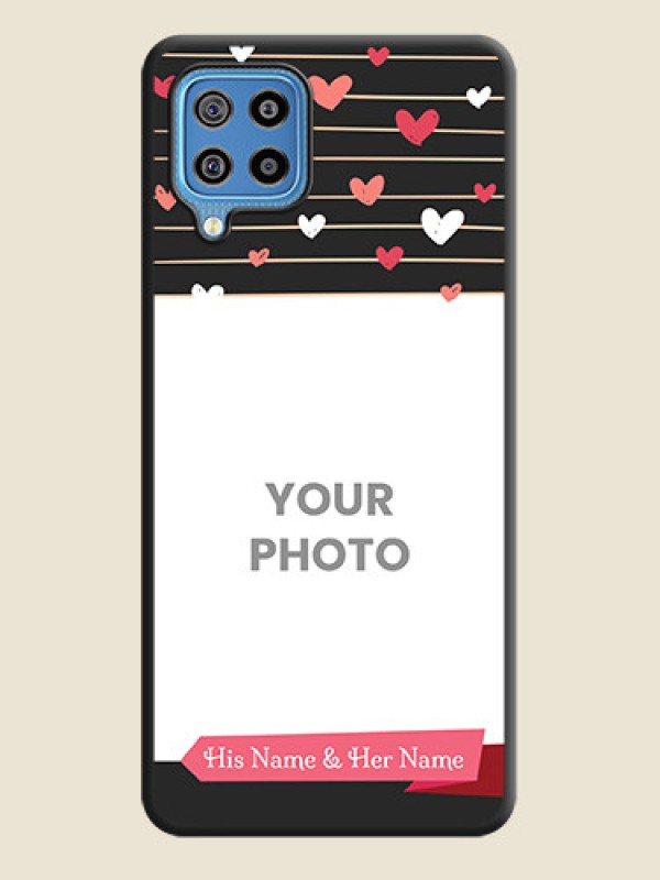 Custom Love Pattern with Name on Pink Ribbon  on Photo on Space Black Soft Matte Back Cover - Galaxy F22 - alternate view