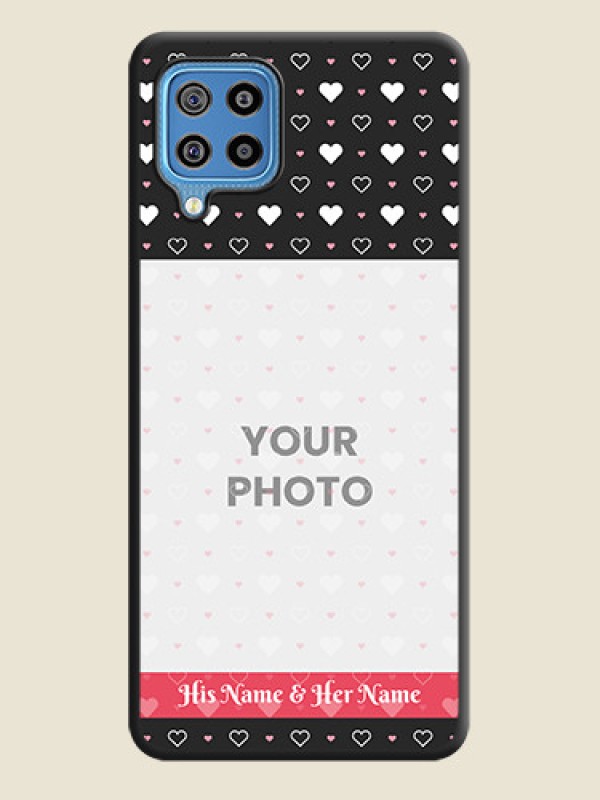 Custom White Color Love Symbols with Text Design on Photo on Space Black Soft Matte Phone Cover - Galaxy F22 - alternate view