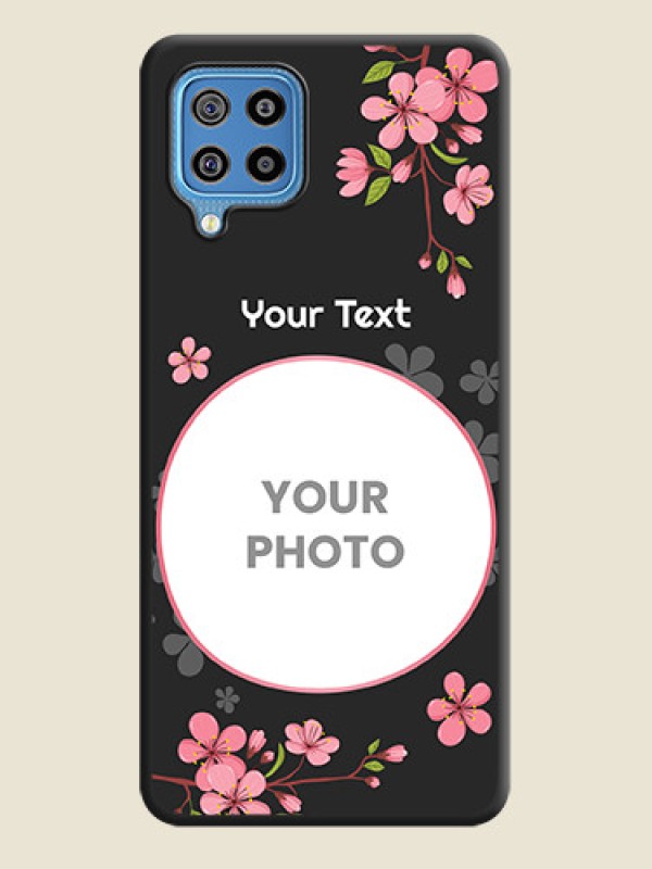 Custom Round Image with Pink Color Floral Design on Photo on Space Black Soft Matte Back Cover - Galaxy F22 - alternate view