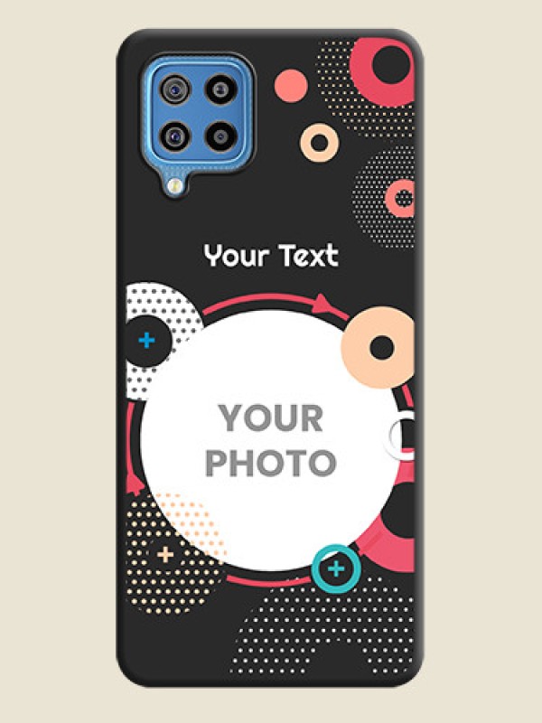 Custom Multicoloured Round Image on Personalised Space Black Soft Matte Cases - Galaxy F22 - alternate view