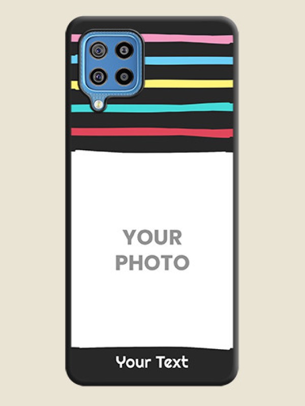 Custom Multicolor Lines with Image on Space Black Personalized Soft Matte Phone Covers - Galaxy F22 - alternate view