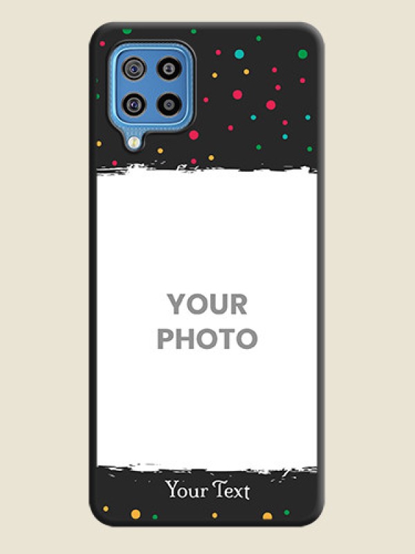 Custom Multicolor Dotted Pattern with Text on Space Black Custom Soft Matte Phone Back Cover - Galaxy F22 - alternate view