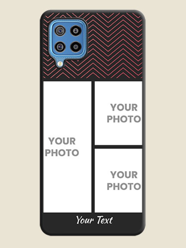 Custom Wave Pattern with 3 Image Holder on Space Black Custom Soft Matte Back Cover - Galaxy F22 - alternate view