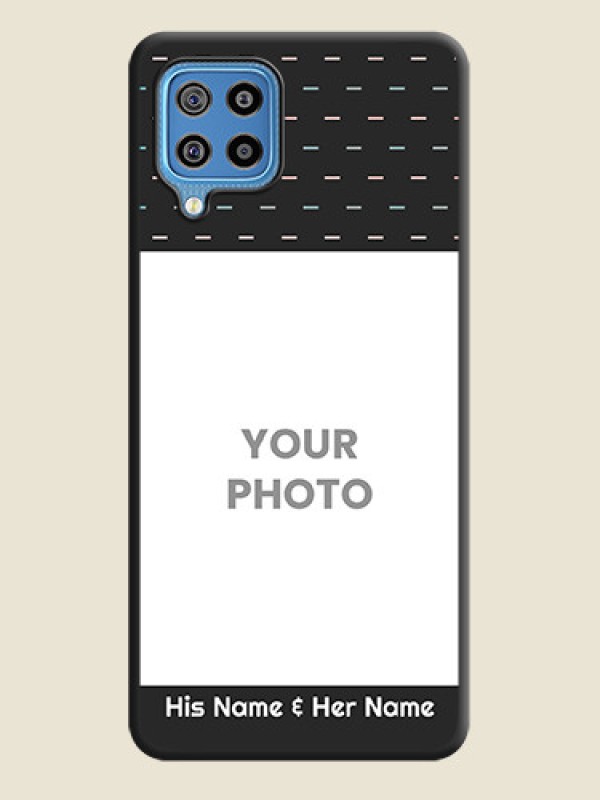 Custom Line Pattern Design with Text on Space Black Custom Soft Matte Phone Back Cover - Galaxy F22 - alternate view