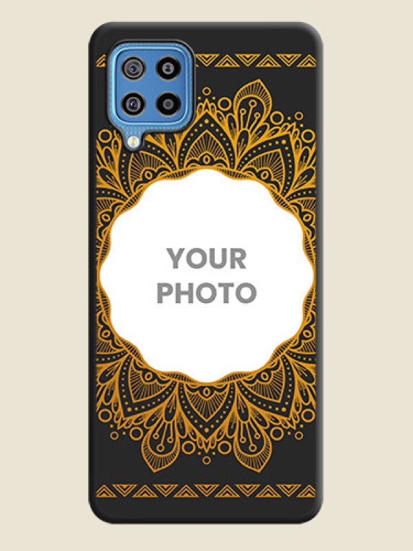 Custom Round Image with Floral Design on Photo on Space Black Soft Matte Mobile Cover - Galaxy F22 - alternate view