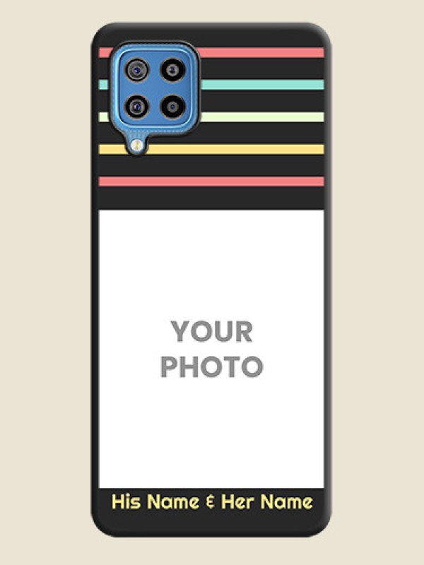 Custom Color Stripes with Photo and Text on Photo on Space Black Soft Matte Mobile Case - Galaxy F22 - alternate view