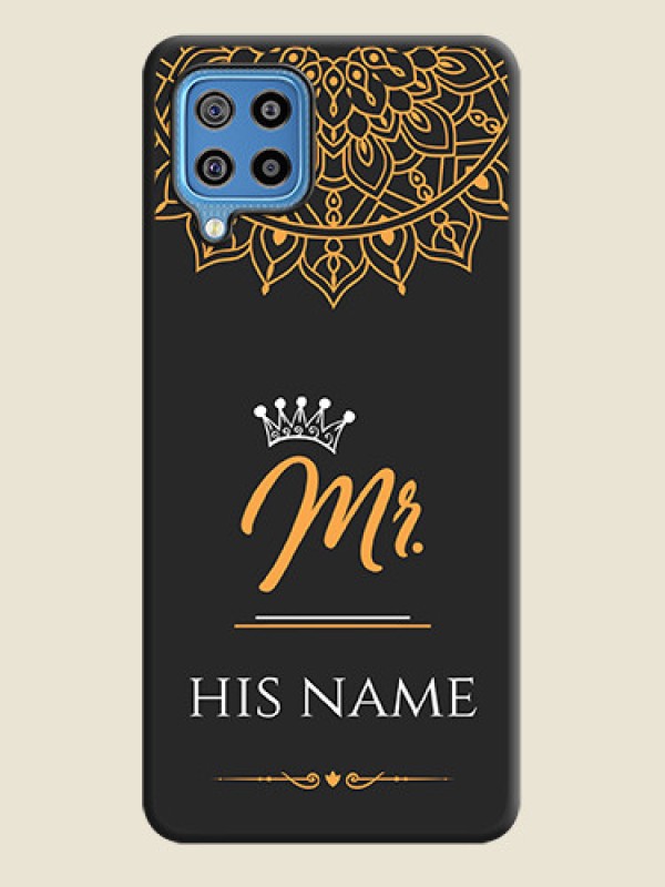 Custom Mr Name with Floral Design  on Personalised Space Black Soft Matte Cases - Galaxy F22 - alternate view