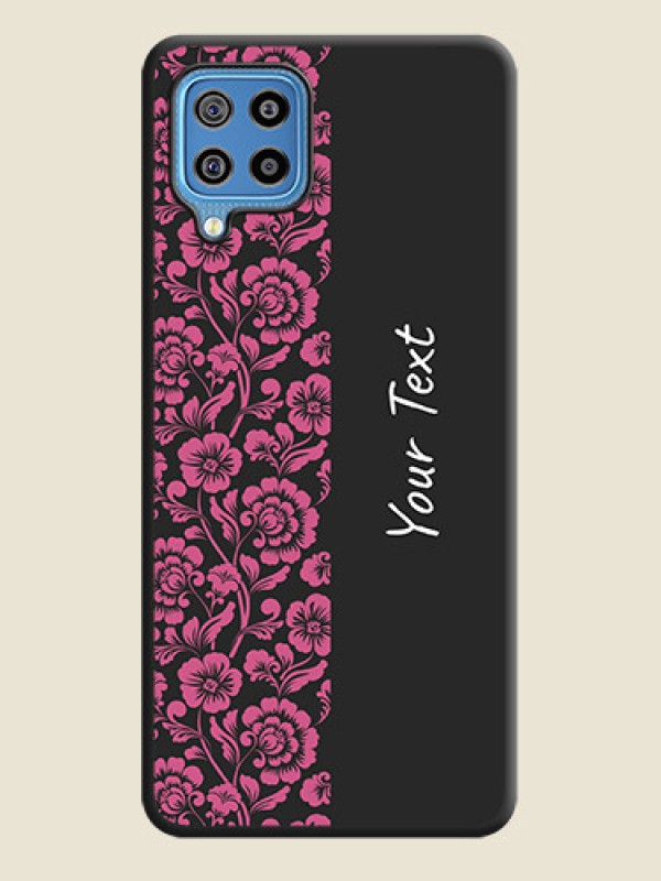 Custom Pink Floral Pattern Design With Custom Text On Space Black Personalized Soft Matte Phone Covers -Samsung Galaxy F22 - alternate view