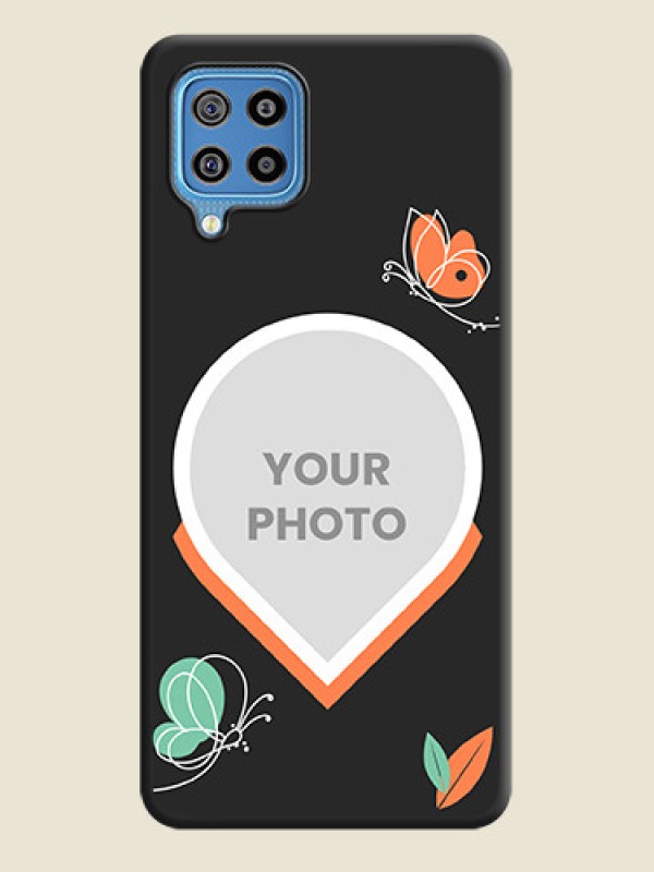 Custom Upload Pic With Simple Butterly Design On Space Black Personalized Soft Matte Phone Covers -Samsung Galaxy F22 - alternate view
