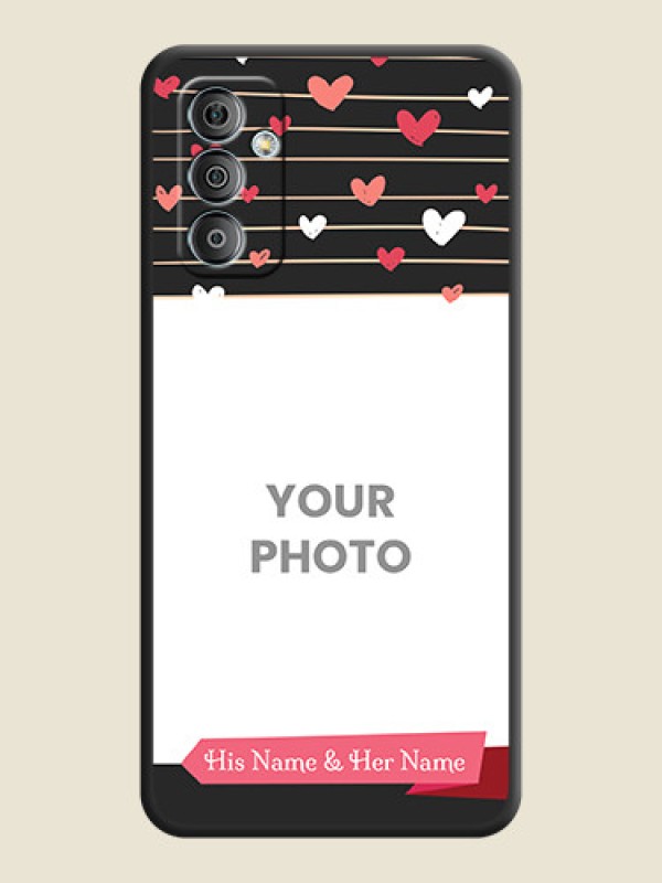 Custom Love Pattern with Name on Pink Ribbon  on Photo on Space Black Soft Matte Back Cover - Galaxy F23 - alternate view