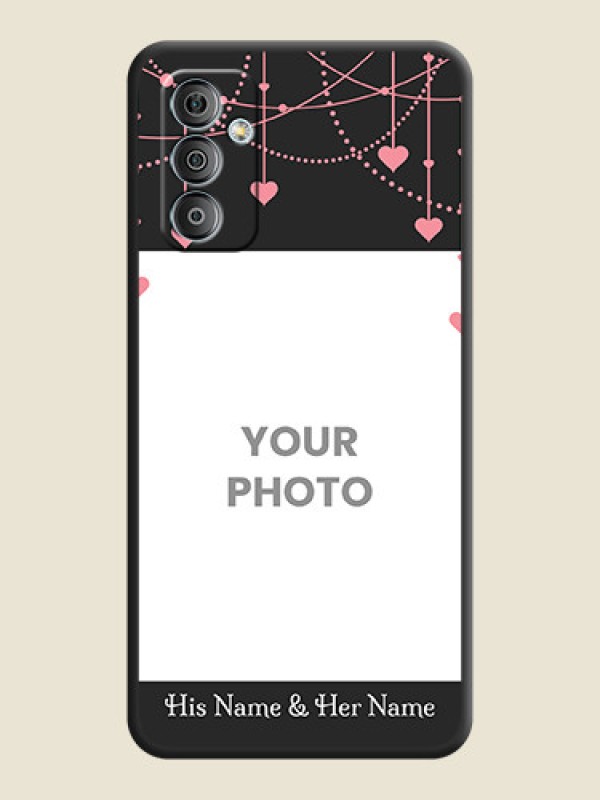 Custom Pink Love Hangings with Text on Space Black Custom Soft Matte Back Cover - Galaxy F23 - alternate view