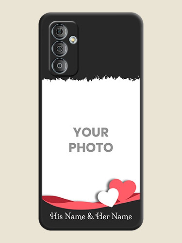Custom Pin Color Love Shaped Ribbon Design with Text on Space Black Custom Soft Matte Phone Back Cover - Galaxy F23 - alternate view