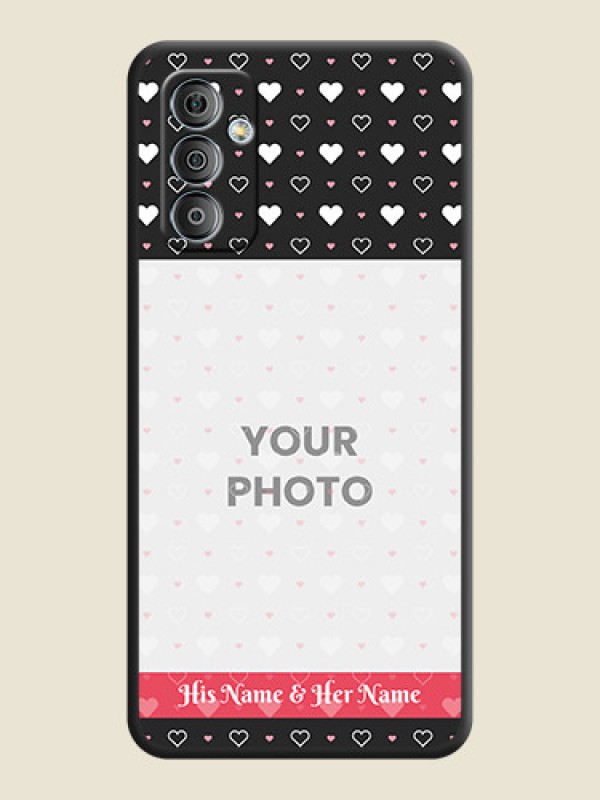 Custom White Color Love Symbols with Text Design on Photo on Space Black Soft Matte Phone Cover - Galaxy F23 - alternate view