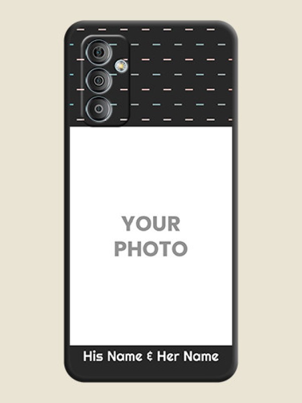 Custom Line Pattern Design with Text on Space Black Custom Soft Matte Phone Back Cover - Galaxy F23 - alternate view