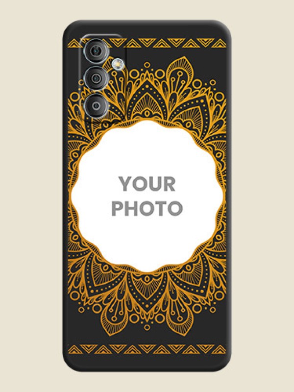 Custom Round Image with Floral Design on Photo on Space Black Soft Matte Mobile Cover - Galaxy F23 - alternate view
