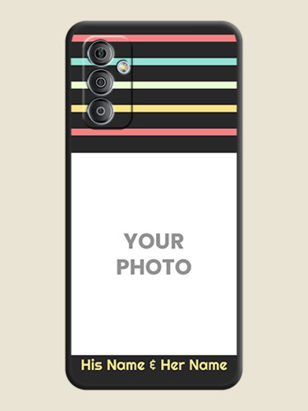 Custom Color Stripes with Photo and Text on Photo on Space Black Soft Matte Mobile Case - Galaxy F23 - alternate view