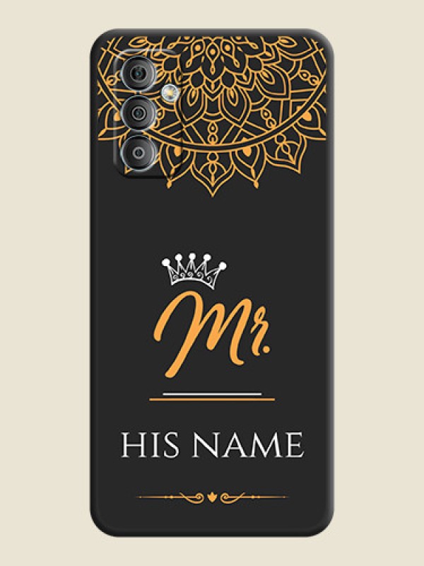 Custom Mr Name with Floral Design  on Personalised Space Black Soft Matte Cases - Galaxy F23 - alternate view