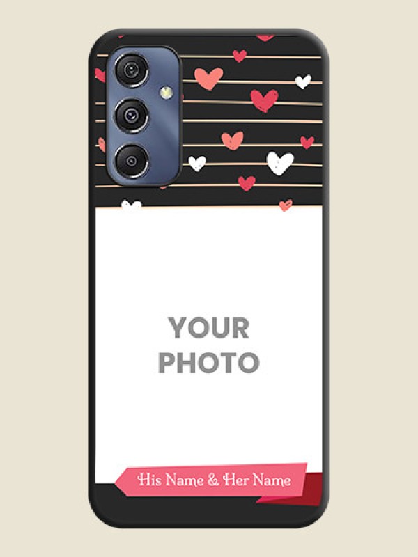 Custom Love Pattern with Name on Pink Ribbon - Photo on Space Black Soft Matte Back Cover - Galaxy F34 5G - alternate view