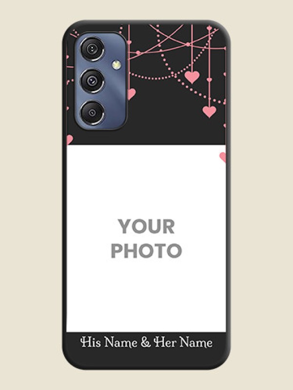 Custom Pink Love Hangings with Text on Space Black Custom Soft Matte Back Cover - Galaxy F34 5G - alternate view