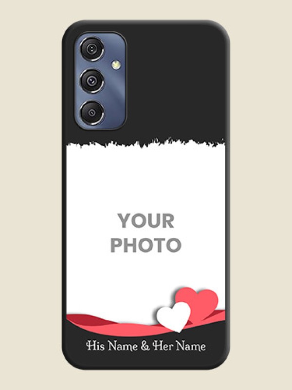 Custom Pink Color Love Shaped Ribbon Design with Text on Space Black Custom Soft Matte Phone Back Cover - Galaxy F34 5G - alternate view