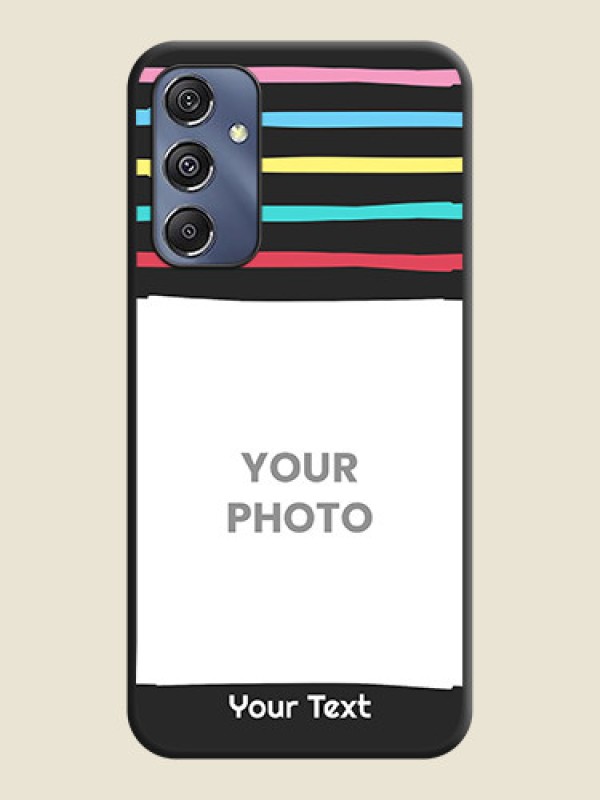 Custom Multicolor Lines with Image on Space Black Personalized Soft Matte Phone Covers - Galaxy F34 5G - alternate view