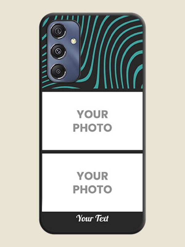 Custom Wave Pattern with 2 Image Holder on Space Black Personalized Soft Matte Phone Covers - Galaxy F34 5G - alternate view