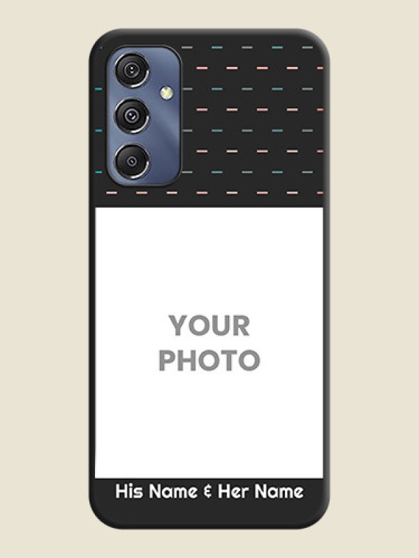Custom Line Pattern Design with Text on Space Black Custom Soft Matte Phone Back Cover - Galaxy F34 5G - alternate view