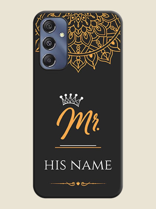 Custom Mr Name with Floral Design on Personalised Space Black Soft Matte Cases - Galaxy F34 5G - alternate view