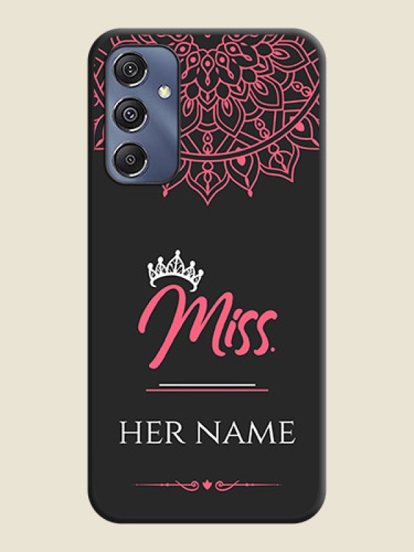 Custom Mrs Name with Floral Design on Space Black Personalized Soft Matte Phone Covers - Galaxy F34 5G - alternate view