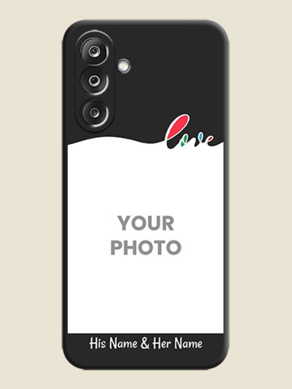 Custom Fall in Love Pattern with Picture on Photo On Space Black Custom Soft Matte Mobile Back Cover - Samsung Galaxy F36 5G - alternate view