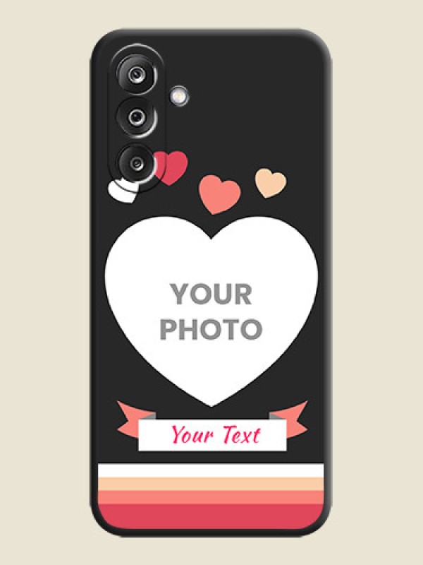 Custom Love Shaped Photo with Colorful Stripes On Space Black Custom Soft Matte Mobile Back Cover - Samsung Galaxy F36 5G - alternate view