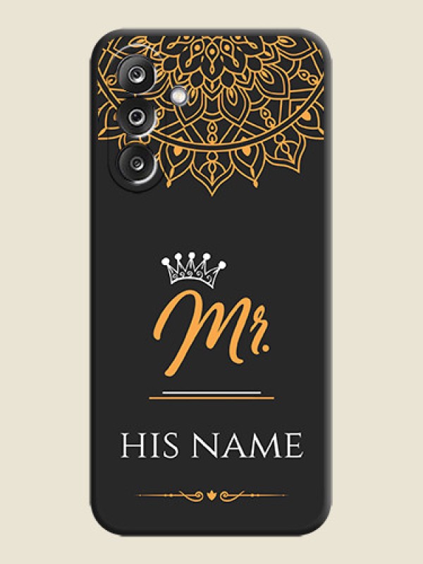 Custom Mr Name with Floral Design On Space Black Custom Soft Matte Mobile Back Cover - Samsung Galaxy F36 5G - alternate view