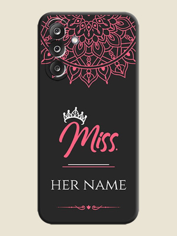 Custom Mrs Name with Floral Design On Space Black Custom Soft Matte Mobile Back Cover - Samsung Galaxy F36 5G - alternate view