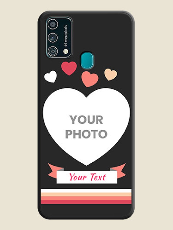 Custom Love Shaped Photo with Colorful Stripes on Personalised Space Black Soft Matte Cases - Galaxy F41 - alternate view