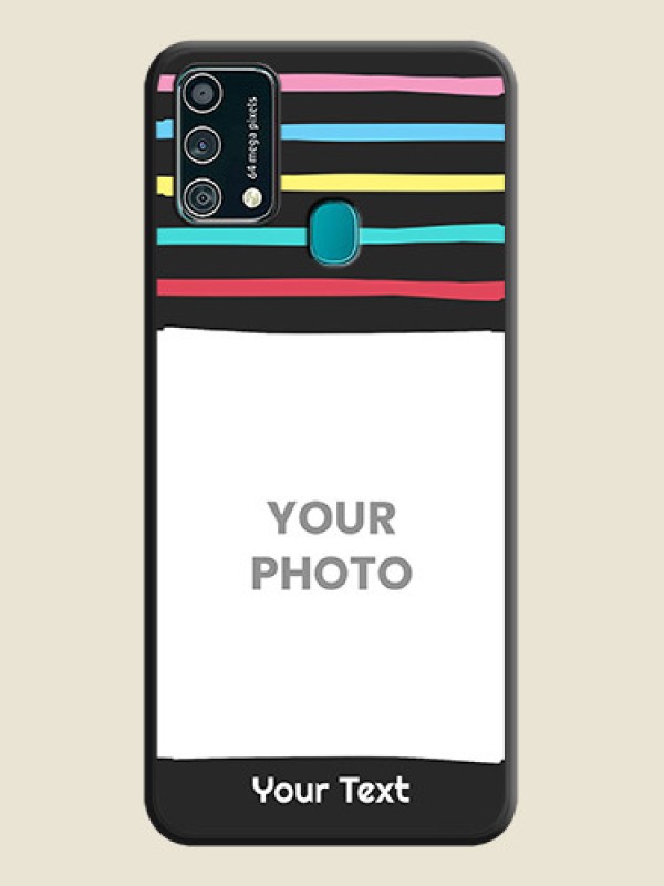 Custom Multicolor Lines with Image on Space Black Personalized Soft Matte Phone Covers - Galaxy F41 - alternate view