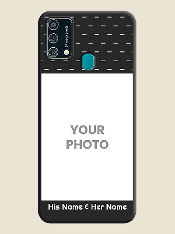 Custom Line Pattern Design with Text on Space Black Custom Soft Matte Phone Back Cover - Galaxy F41 - alternate view